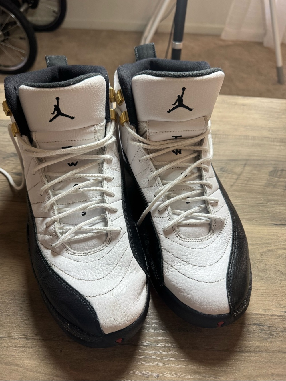 Jordan White, Black and Gold High-Top Sneakers